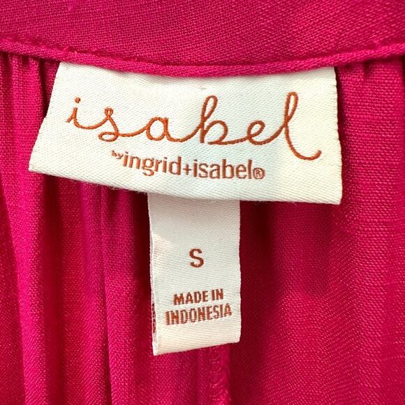 ISABEL | Maternity Hot Pink Maxi Dress V-Neck Empire Waist | Size Small - Picture 5 of 7